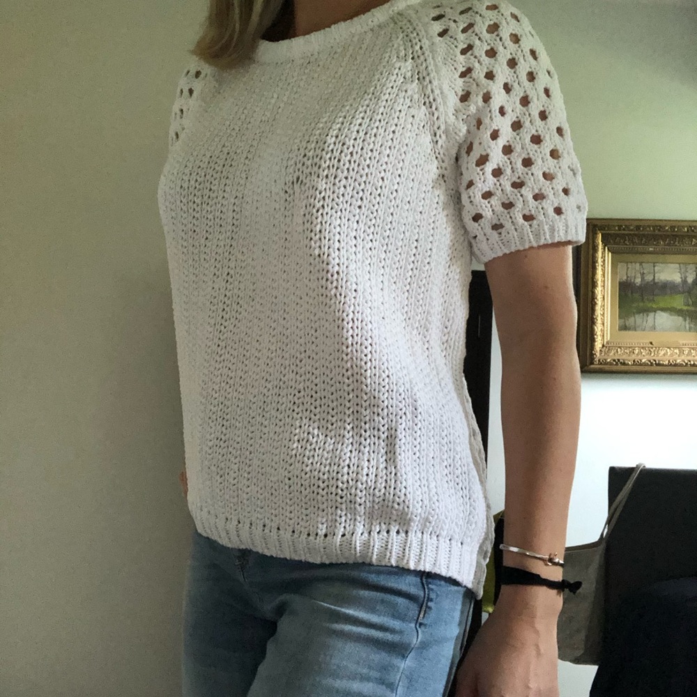 White Sweater Short Sleeve Shirt